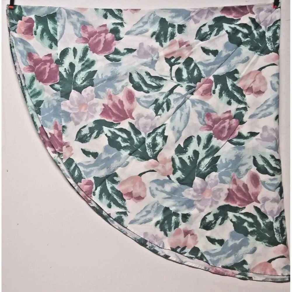 Vintage Round Floral Cotton Fabric Tablecloth 68